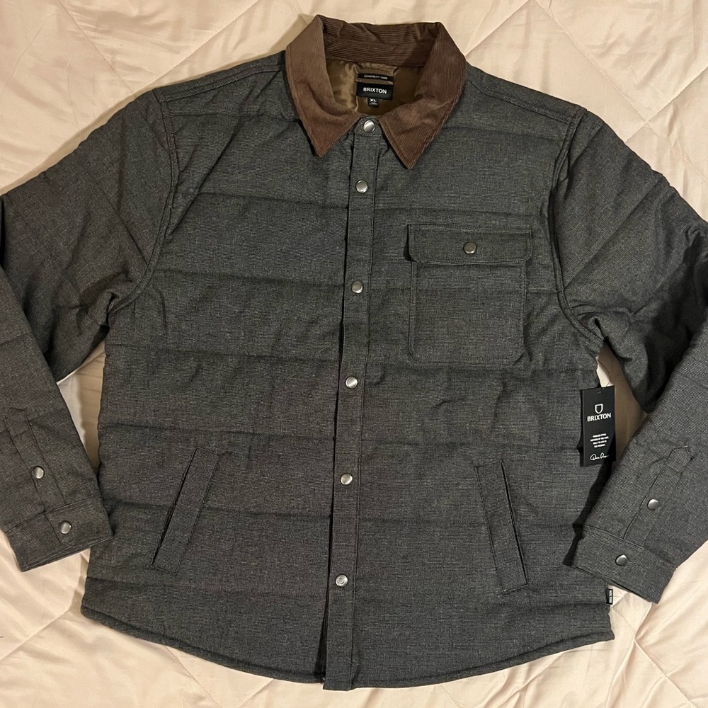 Brixton Mfg. Men's Cass Insulated Puffer Jacket Size XL Mixed Tweed/Brown BNWT